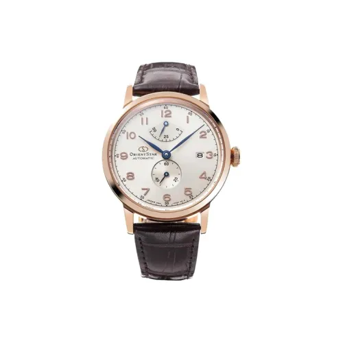 ORIENT Механический механизм Коровья кожа Ремешок Часы 38,7 мм Мужские часы Белый циферблат RE AW0003S00B