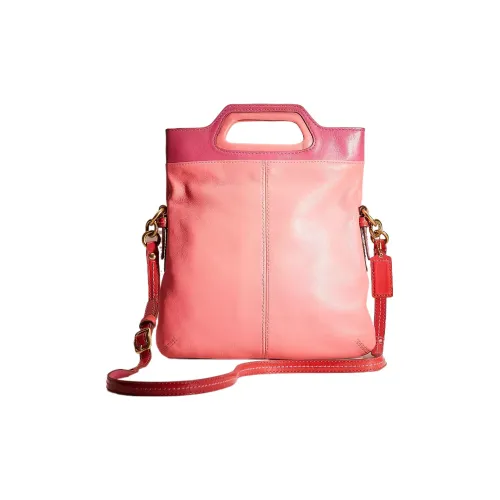 COACH Foldover Кожа Через плечо Сумка Большая Женская Латунь Коралловый Фуксия