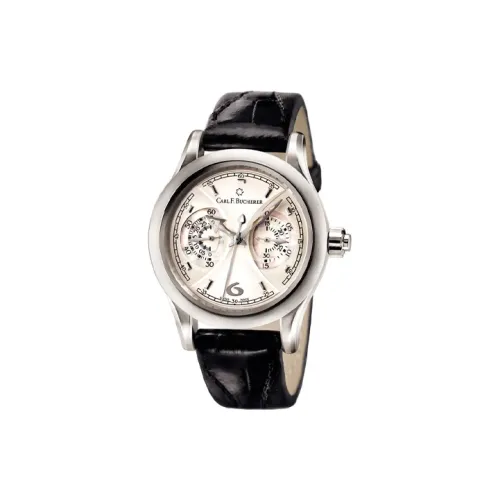 BUCHERER Механический ручной завод унисекс часы 35 мм белый циферблат корпус из нержавеющей стали кожаный ремешок