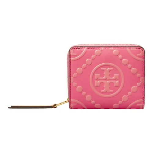 TORY BURCH Тисненая кожа с телячьей кожей отделка кошелек для монет кошелек женский розовый Fluorite