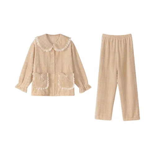 XUANZHITING Желто-коричневый Женские Пижамные комплекты