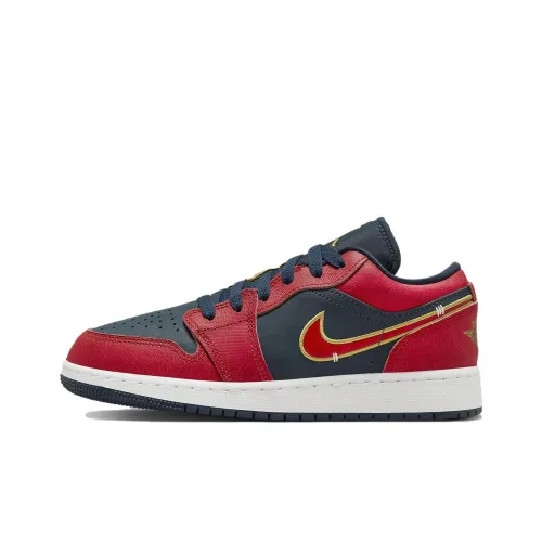 Jordan Air Jordan 1 Slip-on Resistant Low Top Винтажные баскетбольные кроссовки Унисекс Красный Черный
