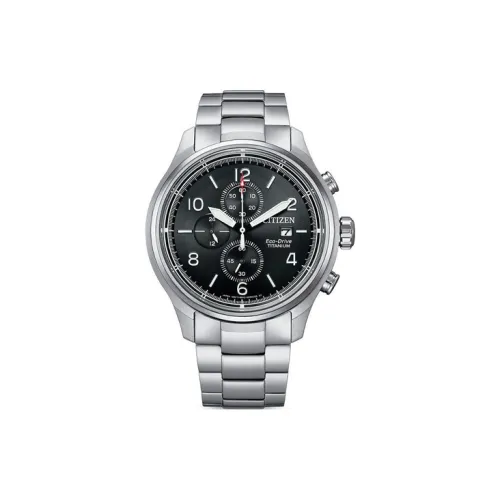 CITIZEN Светильник Кварцевый механизм Супер титан Ремешок Часы 44 мм Мужские часы Черный циферблат CA0810 88E