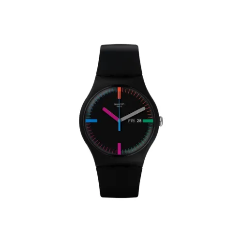 Swatch Quartz Механизм Унисекс Часы 39 мм Черный Циферблат Пластиковый Корпус Часы Силиконовый Ремешок