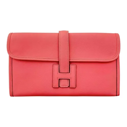 HERMES Jige Elan Swift Телячья кожа Монета Кошелек Кошелек Женские Розовый