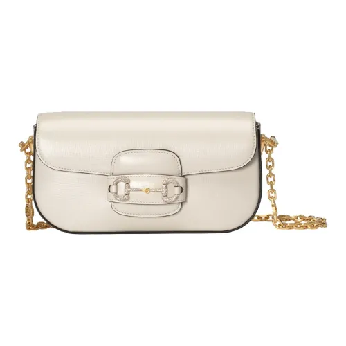GUCCI Horsebit 1955 Кожа Портативный Сумка через плечо Сумка на плечо Женская Белая