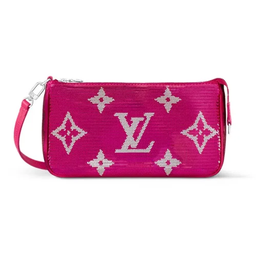 LOUIS VUITTON Сумка из кожаной ткани с блестками маленькая сумка сумка через плечо сумка для женщин цвет фуксия