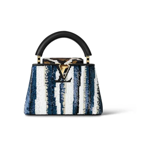 LOUIS VUITTON Capucines Телячья кожа Kapusin Сумка через плечо Тоут Сумка на одно плечо Мини Женская Синяя и Белая