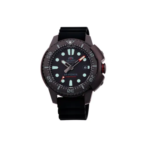 ORIENT Автоматический Механический Механизм Силиконовый Ремешок Часы 45 мм Мужские Часы Черный Циферблат RA AC0L03B00B