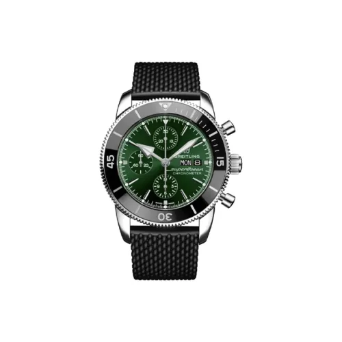 Breitling Автоматический Механический Часы Мужские Циферблат 44 мм Зеленый Нержавеющая Сталь Корпус Резиновый Ремешок