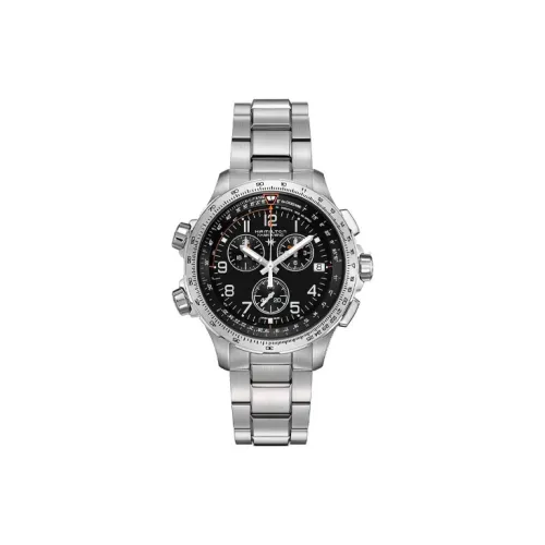 HAMILTON Quartz Механизм Мужские часы Циферблат 46 мм Черный корпус Нержавеющая сталь Ремешок