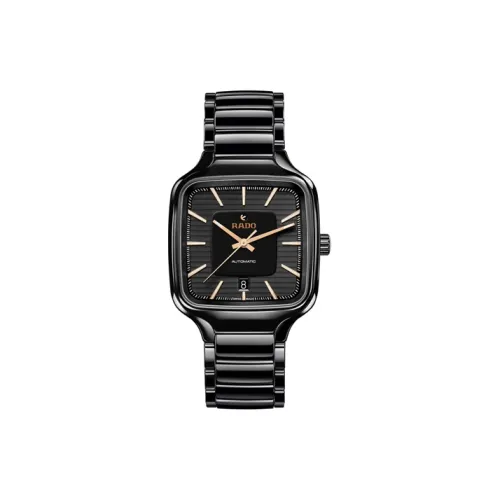 RADO True Square Collection Автоматический Механический Механизм Унисекс Часы 38 мм Черный Циферблат Титан Корпус Часов