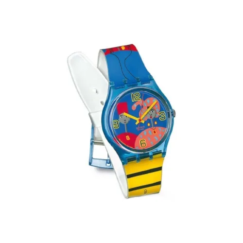 Swatch Quartz Механизм Унисекс Часы 34 мм Многоцветный Циферблат Часы Пластиковый Корпус Часы Силиконовый Ремешок