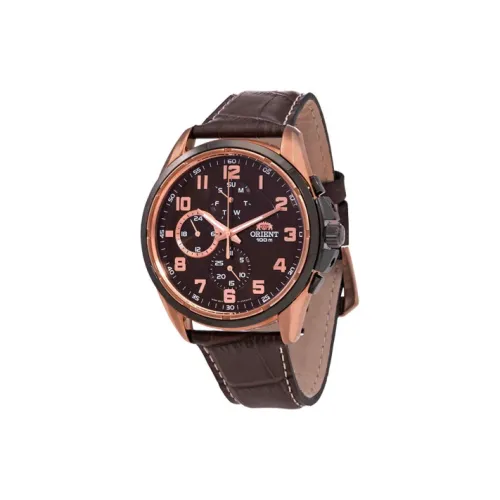 ORIENT Sports Collection Кварцевый механизм Кожаный ремешок Часы Мужские Кофейная Циферблат FUY05003T0