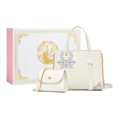 Gong Xuan Коровья кожа Одно плечо Сумка Большая Женская Бело-голубая керамика Белый