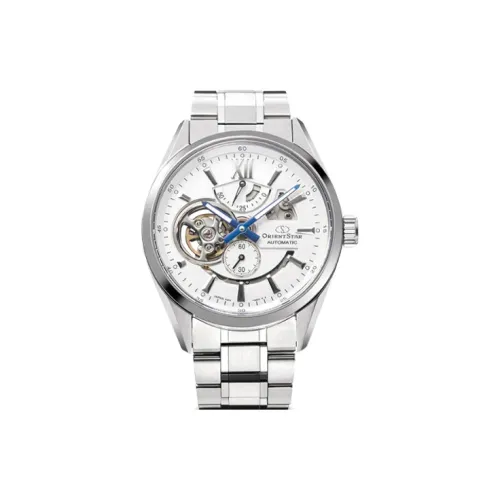 ORIENT Автоматический Механический Механизм Нержавеющая Сталь Ремешок Часы 41 мм Мужские Часы Белый Циферблат RE AV0113S00B