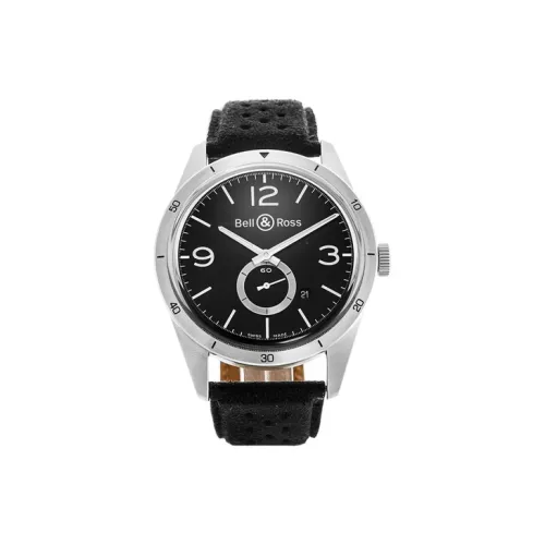BELL ROSS Автоматический Механический Часы Мужские 42 мм Черный Циферблат Корпус из Нержавеющей Стали Кожаный Ремешок