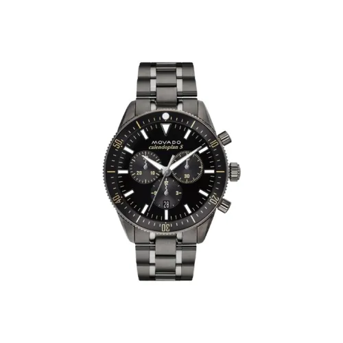 MOVADO Кварцевый механизм Мужские часы Часы 42 мм Черный циферблат Корпус из нержавеющей стали Ремешок из нержавеющей стали