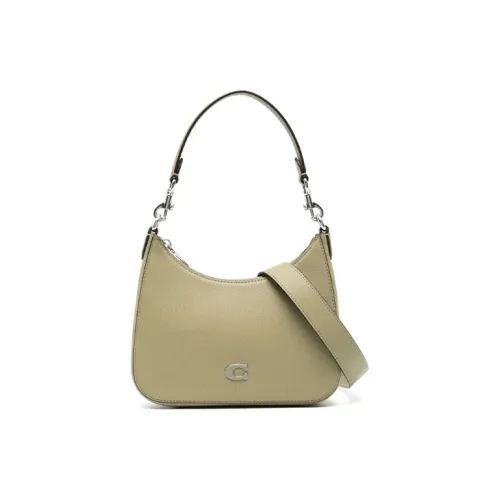 COACH Hobo Cross Texture Leather с покрытым холстом через плечо сумка женская зеленая