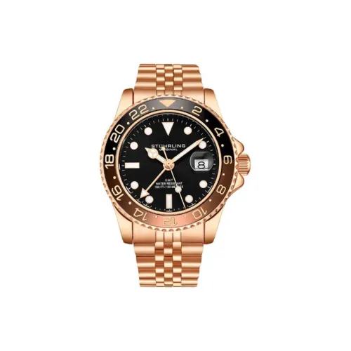 STUHRLING Water Diving Collection Мужские часы Кварцевый механизм Ремешок из нержавеющей стали 42 мм Черный циферблат