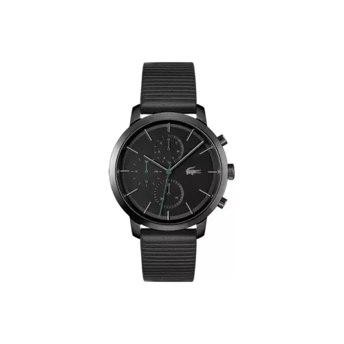 LACOSTE Мужские часы Кварцевый механизм Кожаный ремешок 44 мм Черный циферблат