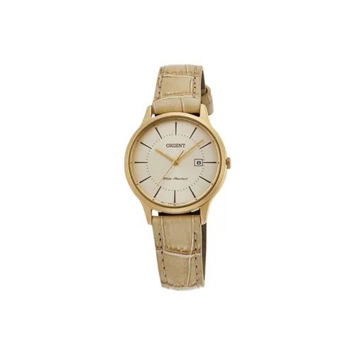 ORIENT Кварцевый механизм кожаный ремешок женские часы белый циферблат