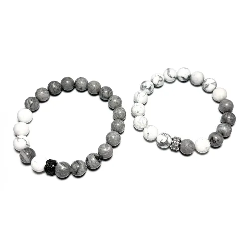 MOUNTAINS AND MANS Камень с картой Белый Бирюзовый Браслет из бусин удачи Унисекс