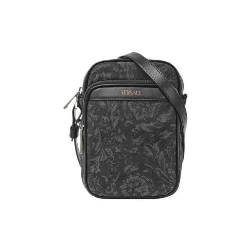 VERSACE Barocco Полиамид с Хлопком Чехол для телефона Сумка через плечо Маленький Мужской Черный С принтом