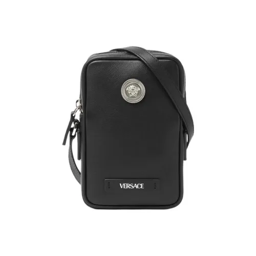 VERSACE MEDUSA BIGGIE серия Чехол для телефона из коровьей кожи сумка через плечо маленький мужской черный