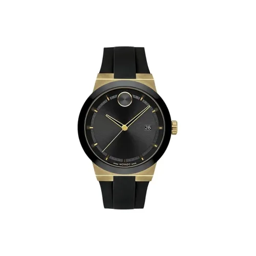 MOVADO Кварцевый механизм Мужские часы Часы 42,3 мм Черный циферблат Корпус из нержавеющей стали Силиконовый ремешок