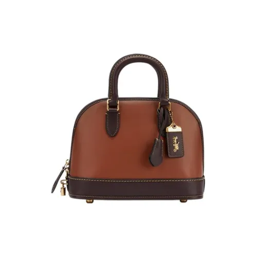 COACH Revel Коровья кожа Купольная сумка Маленькая Женская Коричневая