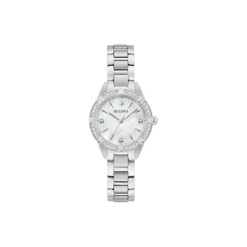 BULOVA Sutton Collection Женские часы Кварцевый механизм Ремешок из нержавеющей стали 28 мм Белый циферблат