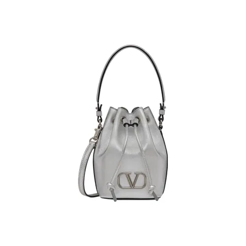 Valentino Vlogo Sheepskin Bucket Bag Crossbody Bag Mini Women's Silver