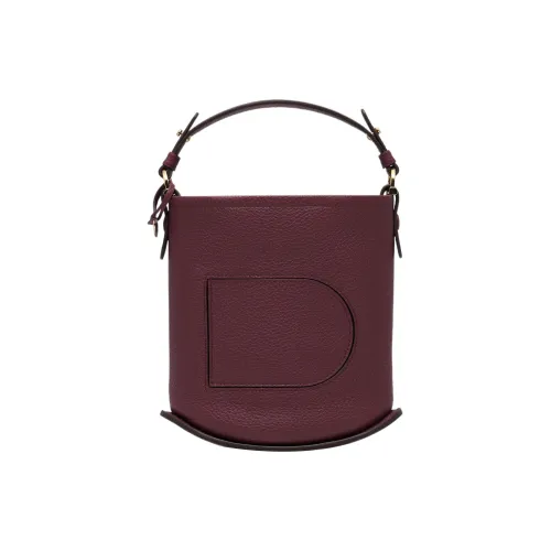 Delvau Булавка с рельефом Телячья кожа Ведрообразная Сумка Портативная Сумка через плечо Мини Женская Сандаловое дерево Бургунди
