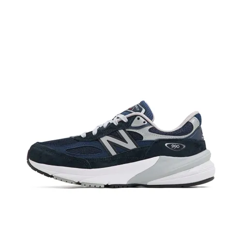 New Balance NB 990 V6 Устойчивые к истиранию низкие беговые кроссовки для женщин синие и серые