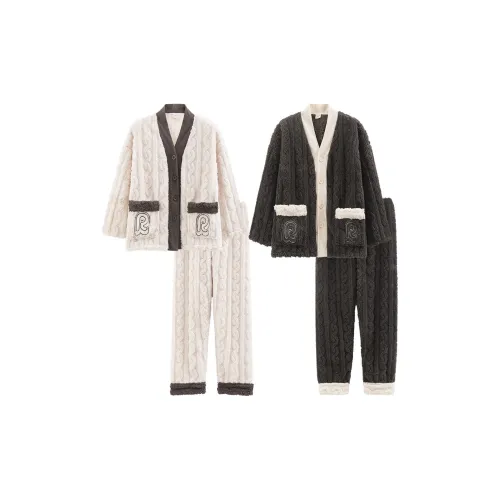 Сон Женские 6119 Мужской 6120 Серый Белый Унисекс Пижамные комплекты