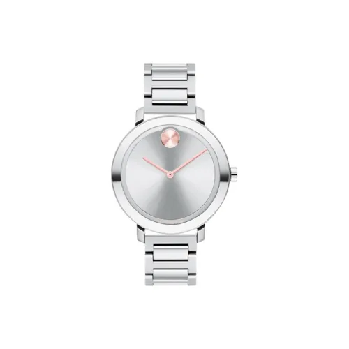 MOVADO Кварцевый механизм Женские часы 34 мм Серебристый циферблат Корпус из нержавеющей стали Ремешок из нержавеющей стали 3600821