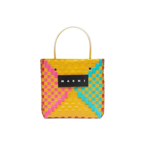 MARNI Полипропиленовая пластиковая сумка-тоут сумка для покупок корзина сумка среднего размера женская желтая зеленая