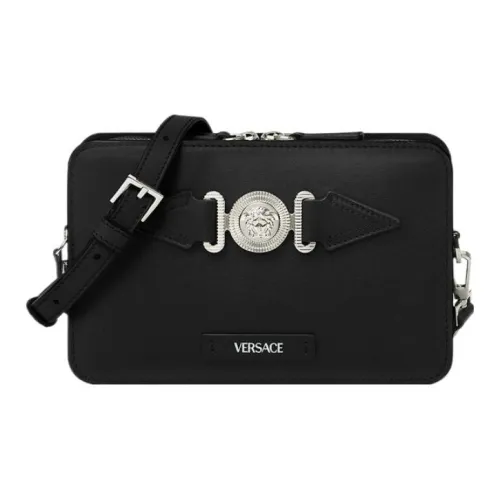 VERSACE Сумка через плечо из коровьей кожи мужская черная