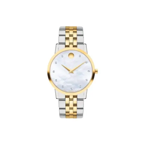 MOVADO Кварцевый механизм Женские часы 33 мм Жемчужная раковина Циферблат Цвет Корпус из нержавеющей стали Ремешок из нержавеющей стали