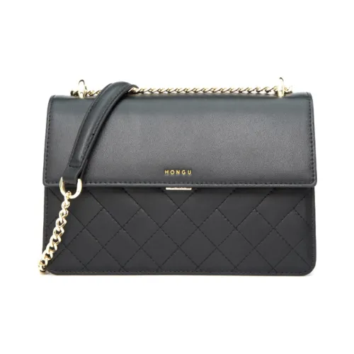 HONGU Сумка через плечо из коровьей кожи маленькая женская темно-черная