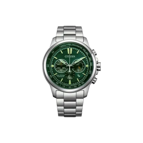 CITIZEN Светильник Кварцевый механизм Титан Ремешок Часы Мужские Циферблат Зеленый CA4570 88X