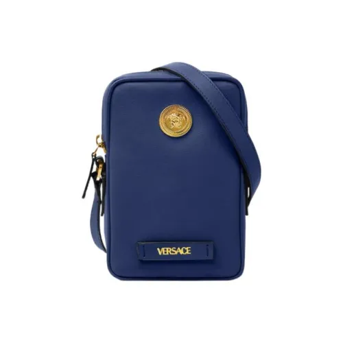 VERSACE MEDUSA BIGGIE серия Коровья кожа Сумка через плечо Маленькая Мужская Синяя