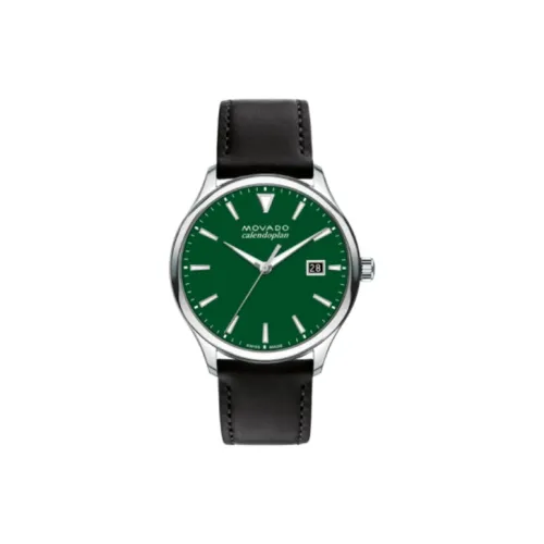 MOVADO Кварцевый механизм Мужские часы Циферблат 40 мм Зеленый корпус Нержавеющая сталь Кожаный ремешок