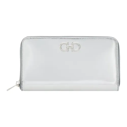 FERRAGAMO GANCINI Металл Телячья кожа Кошелек Женское Серебро