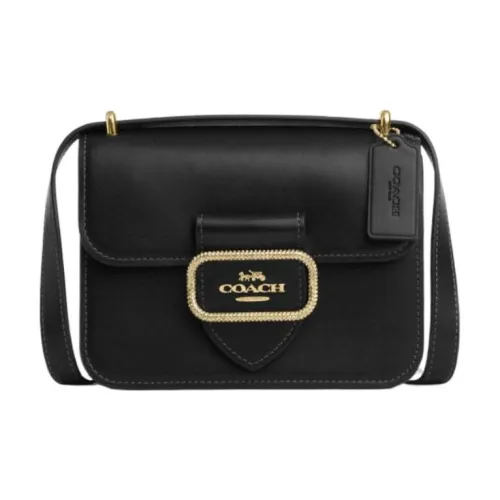 COACH Morgan Телячья кожа Маленькая квадратная сумка через плечо Маленькая Женская Черная