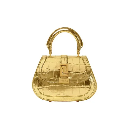 VERSACE Greca Goddess Коровья кожа с Овечья шкура Сумка через плечо Сумка Мини Женские Золотой