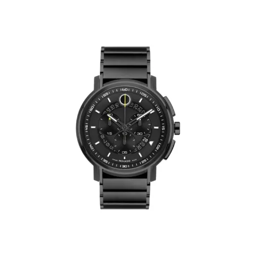 MOVADO Кварцевый механизм Мужские часы Часы 44 мм Черный циферблат Корпус из нержавеющей стали Ремешок из нержавеющей стали