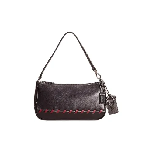 COACH Hamptons Дубленая кожа Перчатка Сумка через плечо Сумка Сумка через плечо Средний Женская серебряная и черная