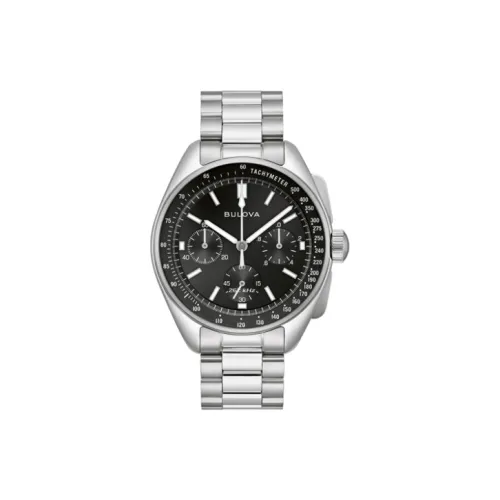 BULOVA Moon Pilot Collection Мужские часы Кварцевый механизм Ремешок из нержавеющей стали Черный циферблат